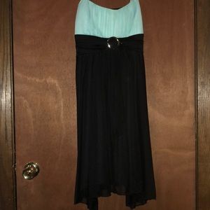 Ruby Rox | Black and Light Blue Mesh Detail Homecoming Dress